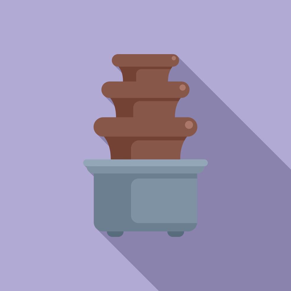 Chocolate fountain flowing on machine in flat style design vector