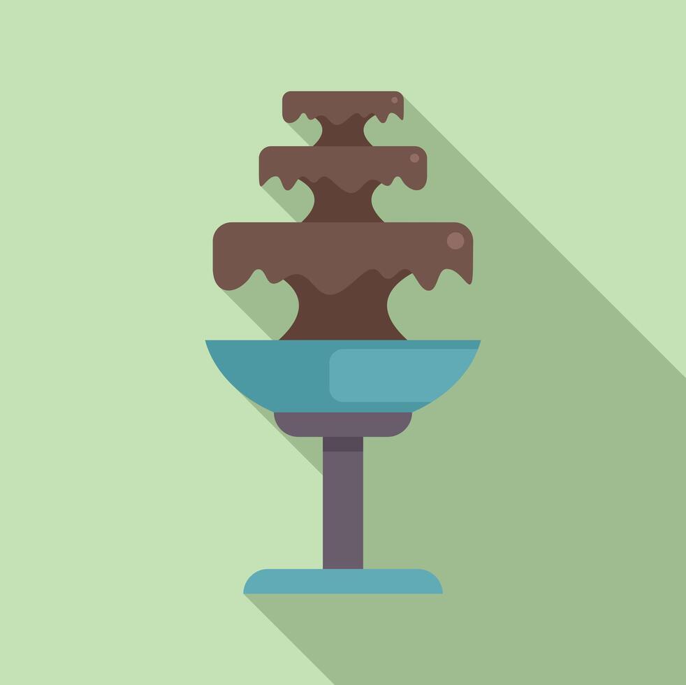 Chocolate fountain dripping over at dessert buffet table vector