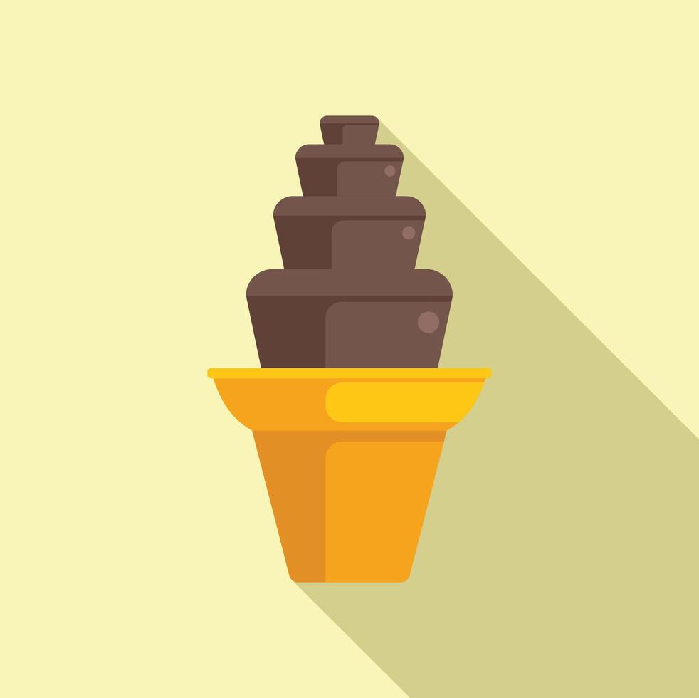 Chocolate fountain flowing on a yellow pedestal vector