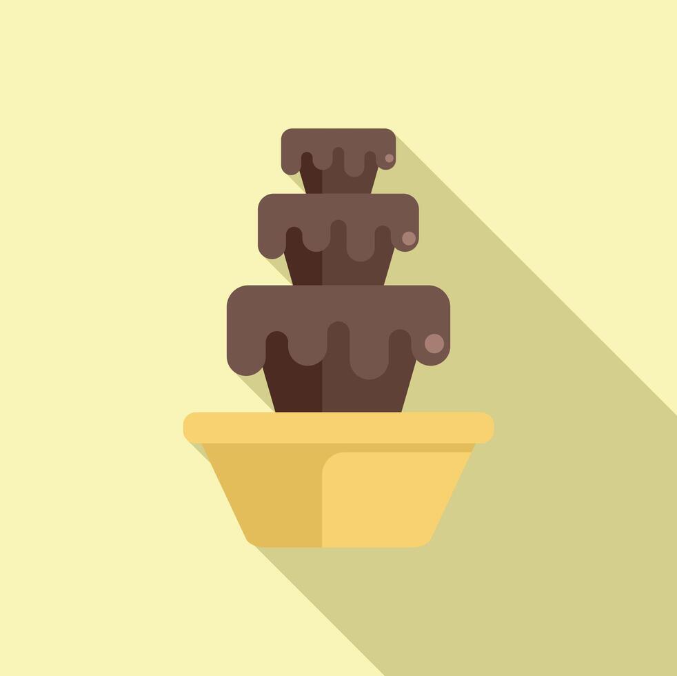 Chocolate fountain cascading down layers in flat design style vector