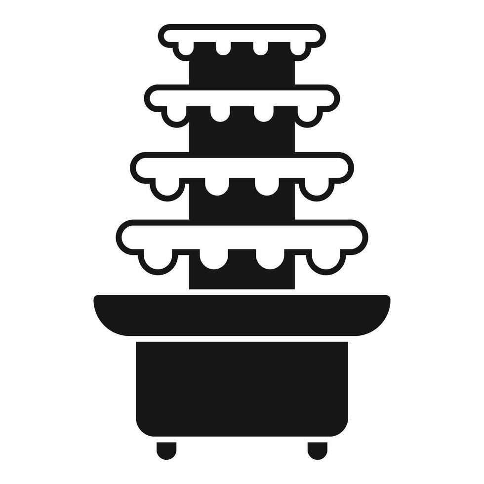 Chocolate fountain flowing on multi tiered platter vector