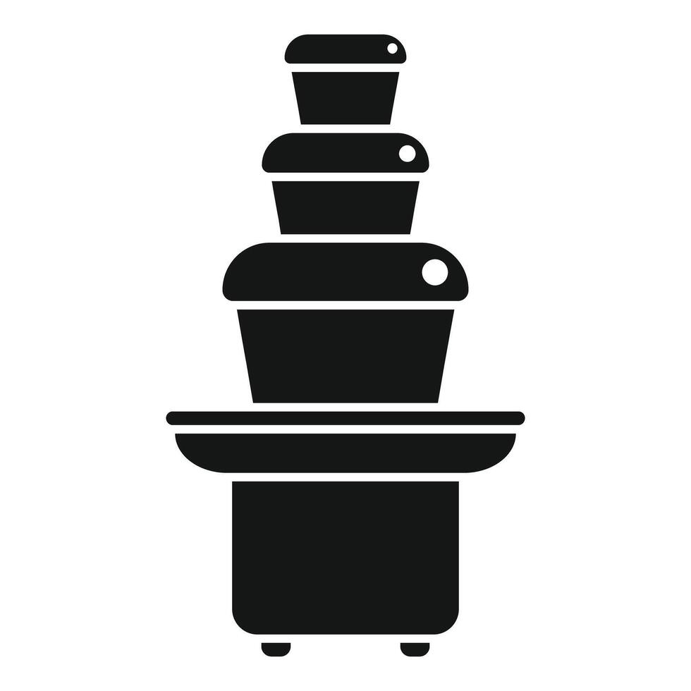 Chocolate fountain cascading down tiers creating delicious dessert vector