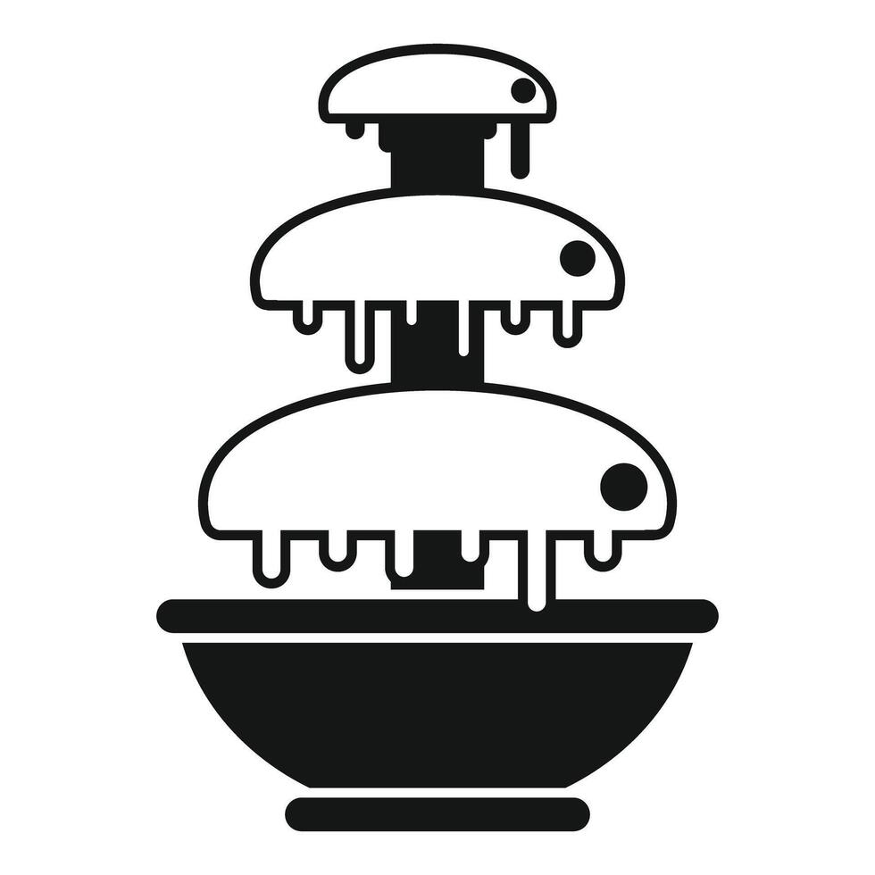 Chocolate fountain dripping over three tiers into bowl vector