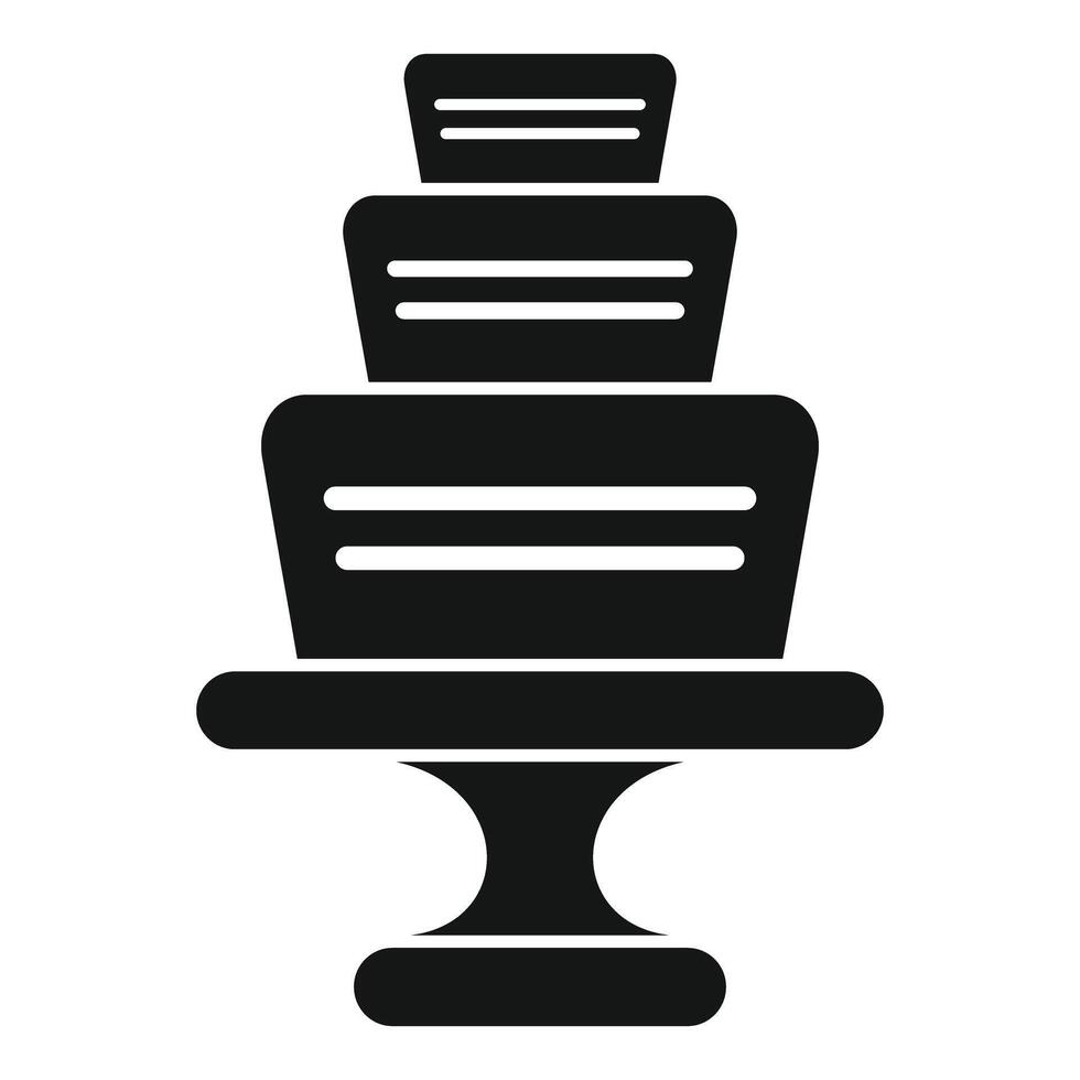 Three tiered cake standing on pedestal icon vector