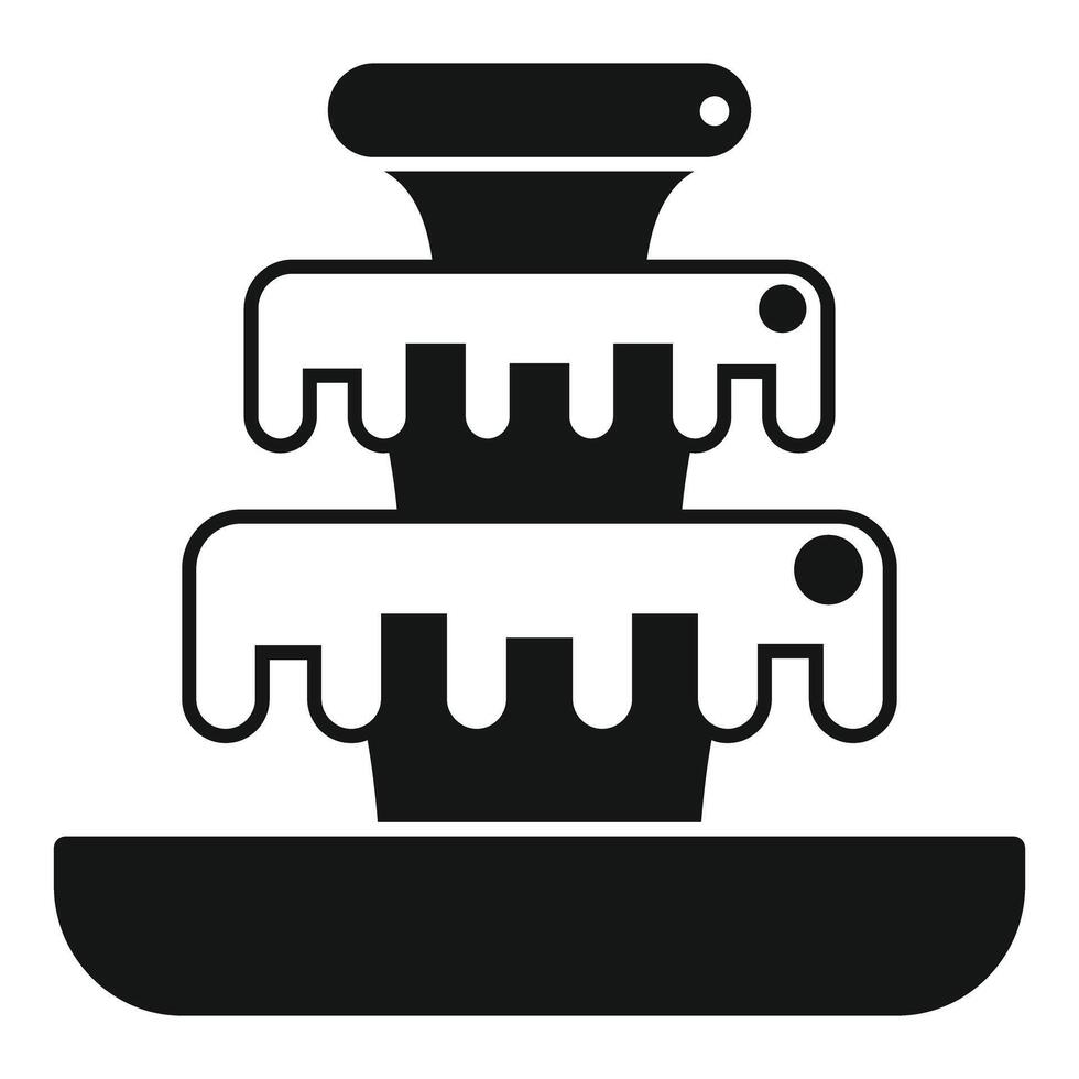 Three level water fountain pouring into basin icon vector