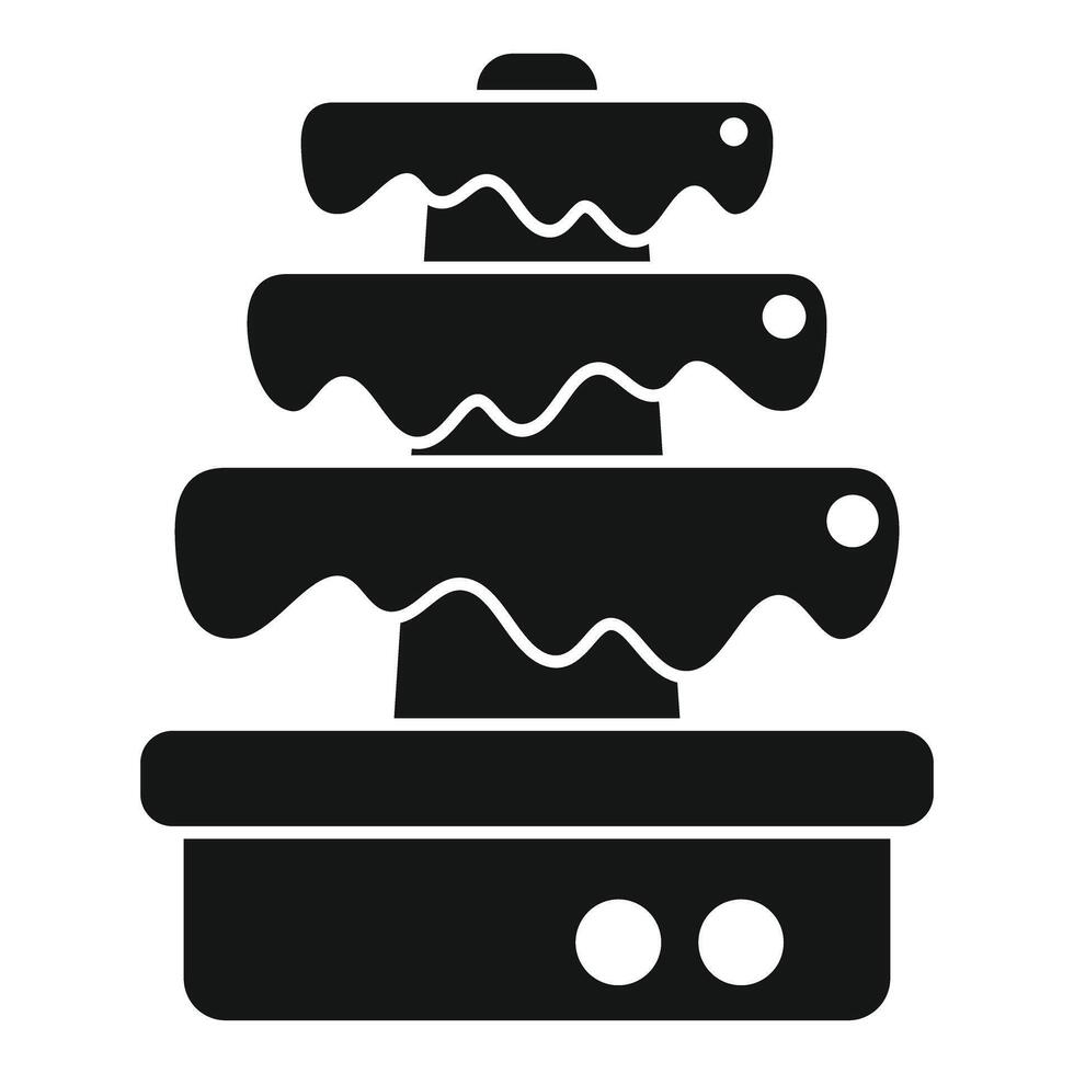Chocolate fountain dripping with melted chocolate on each level vector