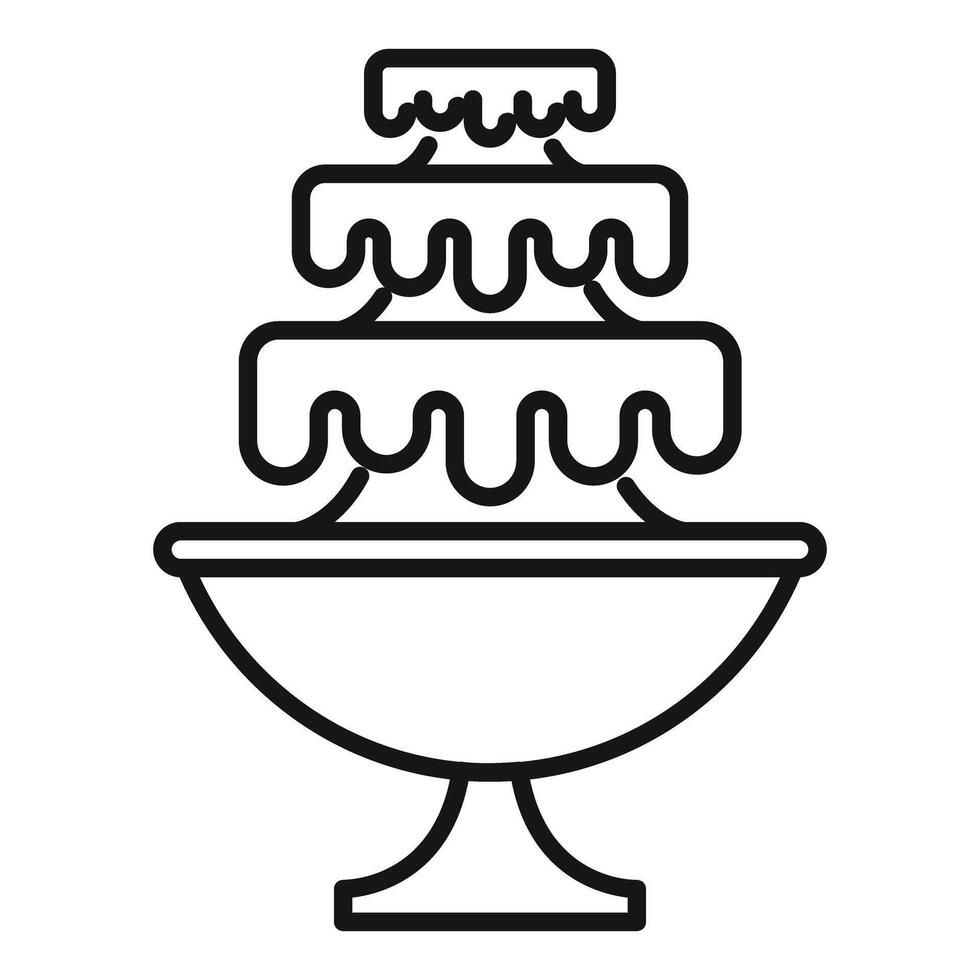 Fountain flowing water park decoration outline icon vector