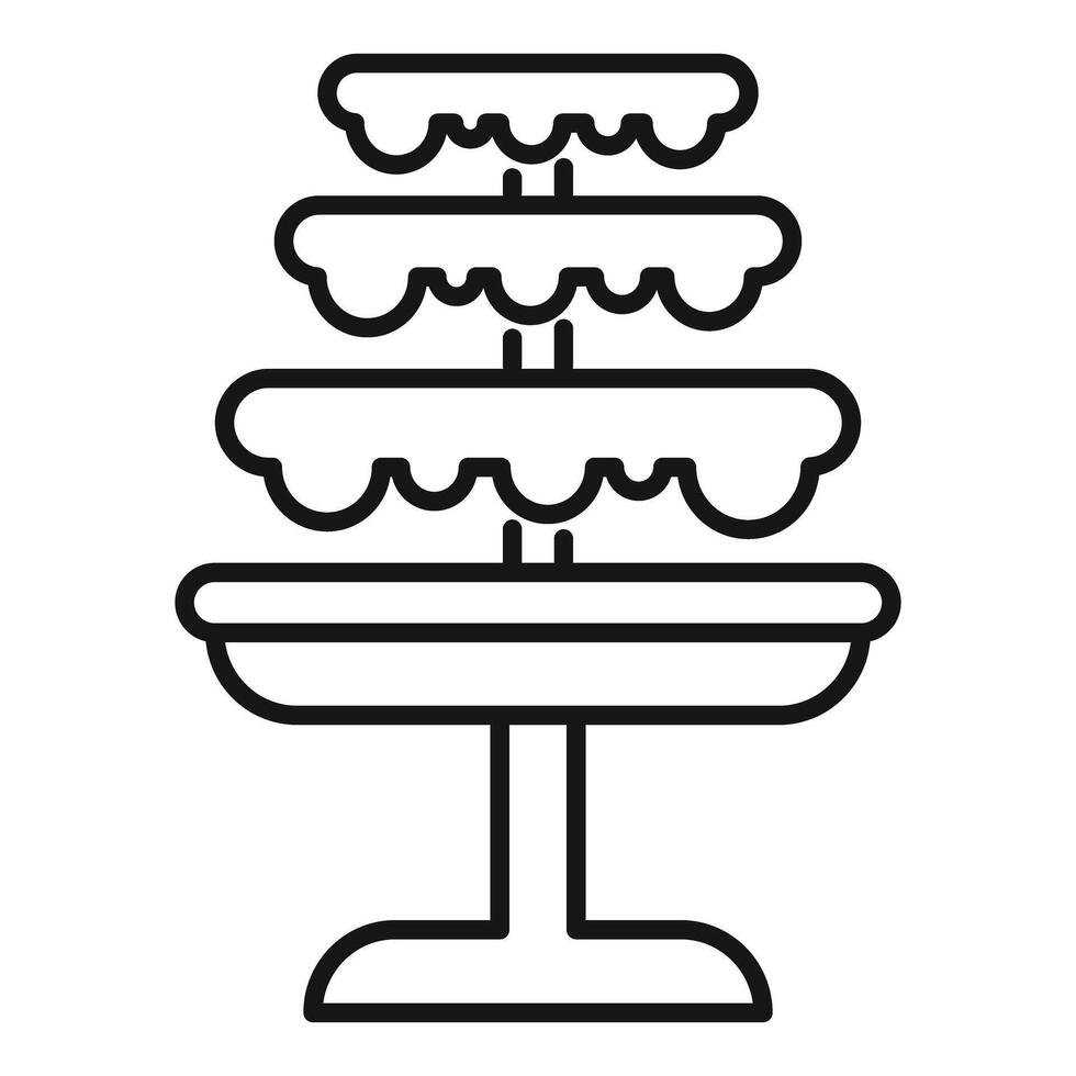 Three tier serving tray standing on one leg line art drawing vector