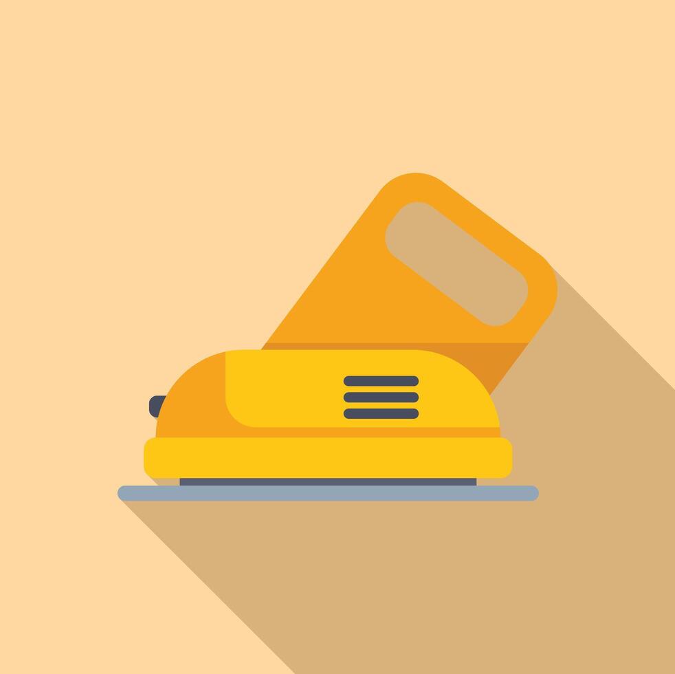 Yellow electric iron with long shadow is standing on the surface vector