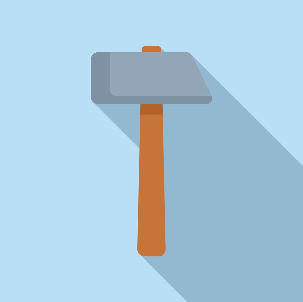 Construction hammer with wooden handle casting long shadow vector
