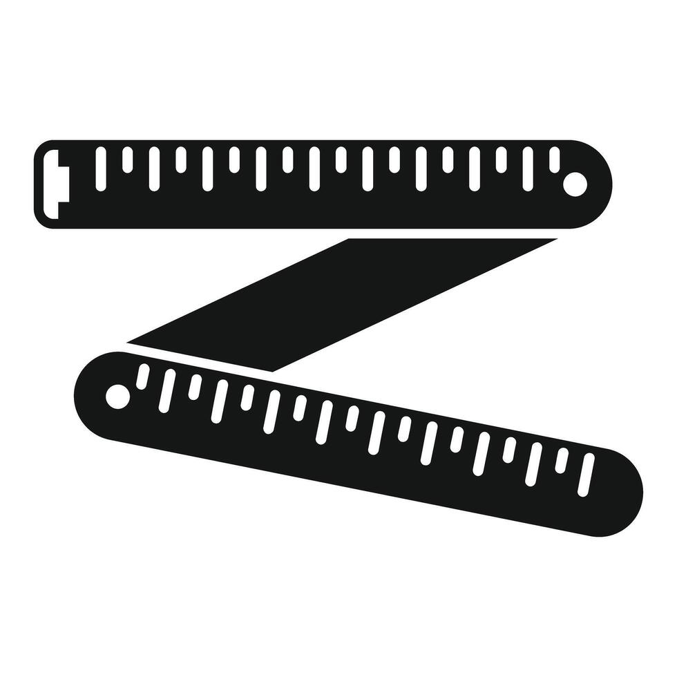Folding ruler icon showing measurement and length vector