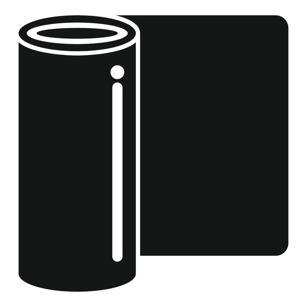 Black yoga mat unrolling showing partial roll icon vector