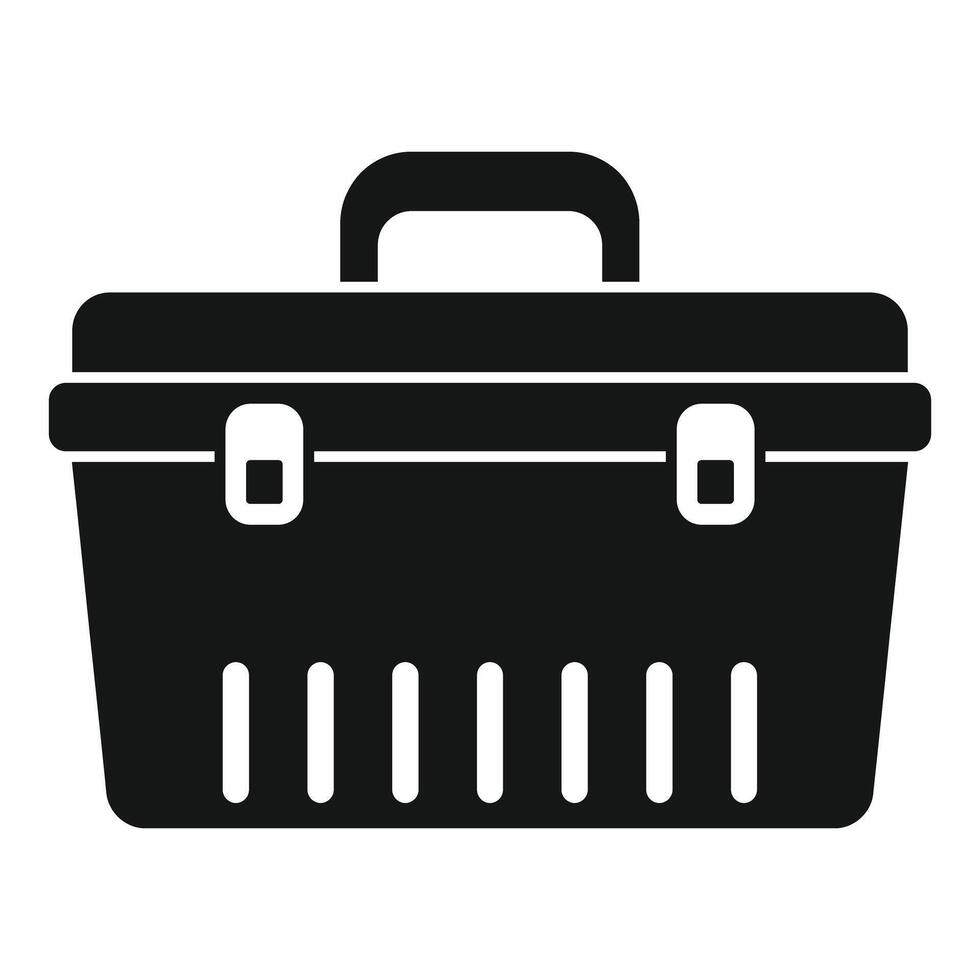Plastic tool box holding building and repair equipment vector