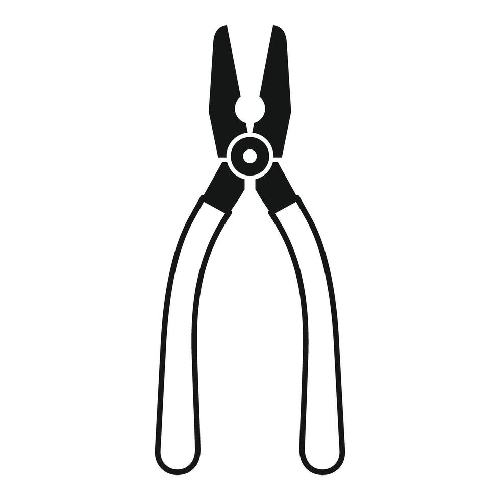 Black silhouette of pliers with rubber handles for working with electricity vector