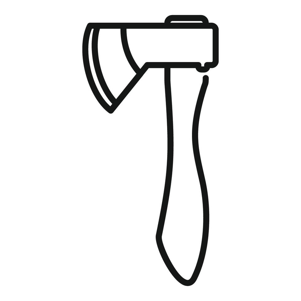 Small hand axe with wooden handle minimalist line art icon vector