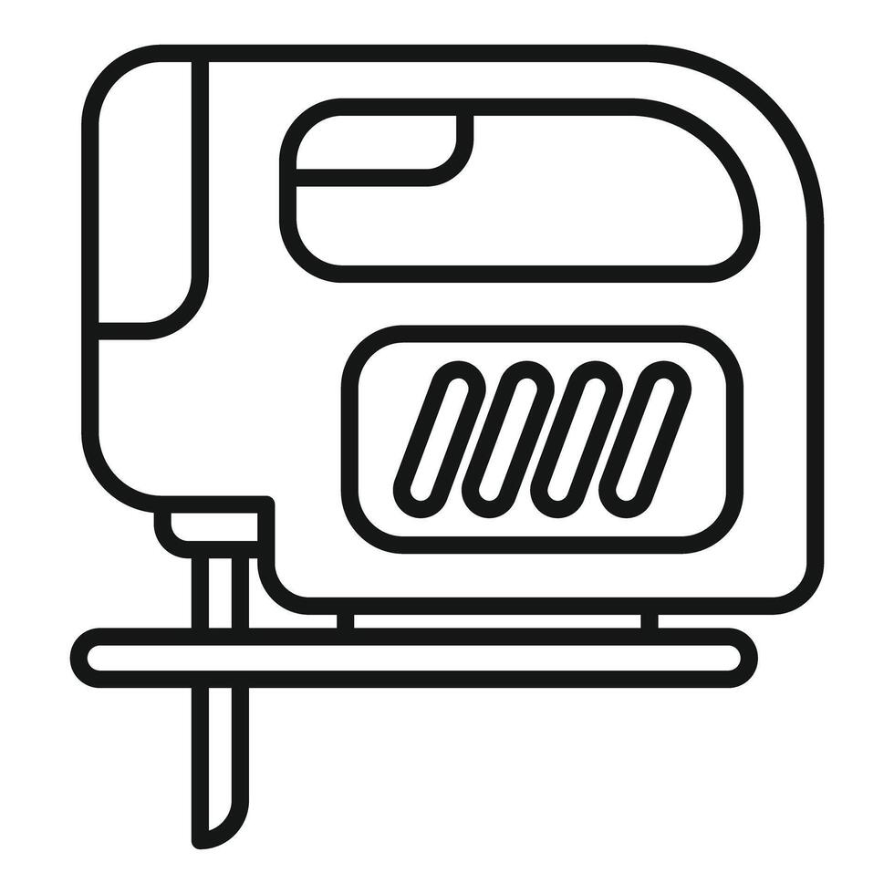 Electric jigsaw line icon cutting woodworking tool vector