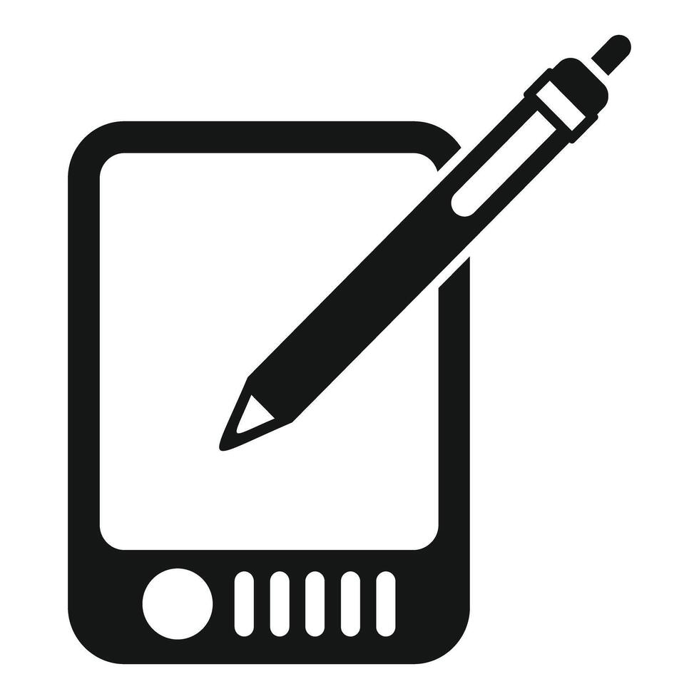 Stylus pen drawing on digital tablet screen icon vector