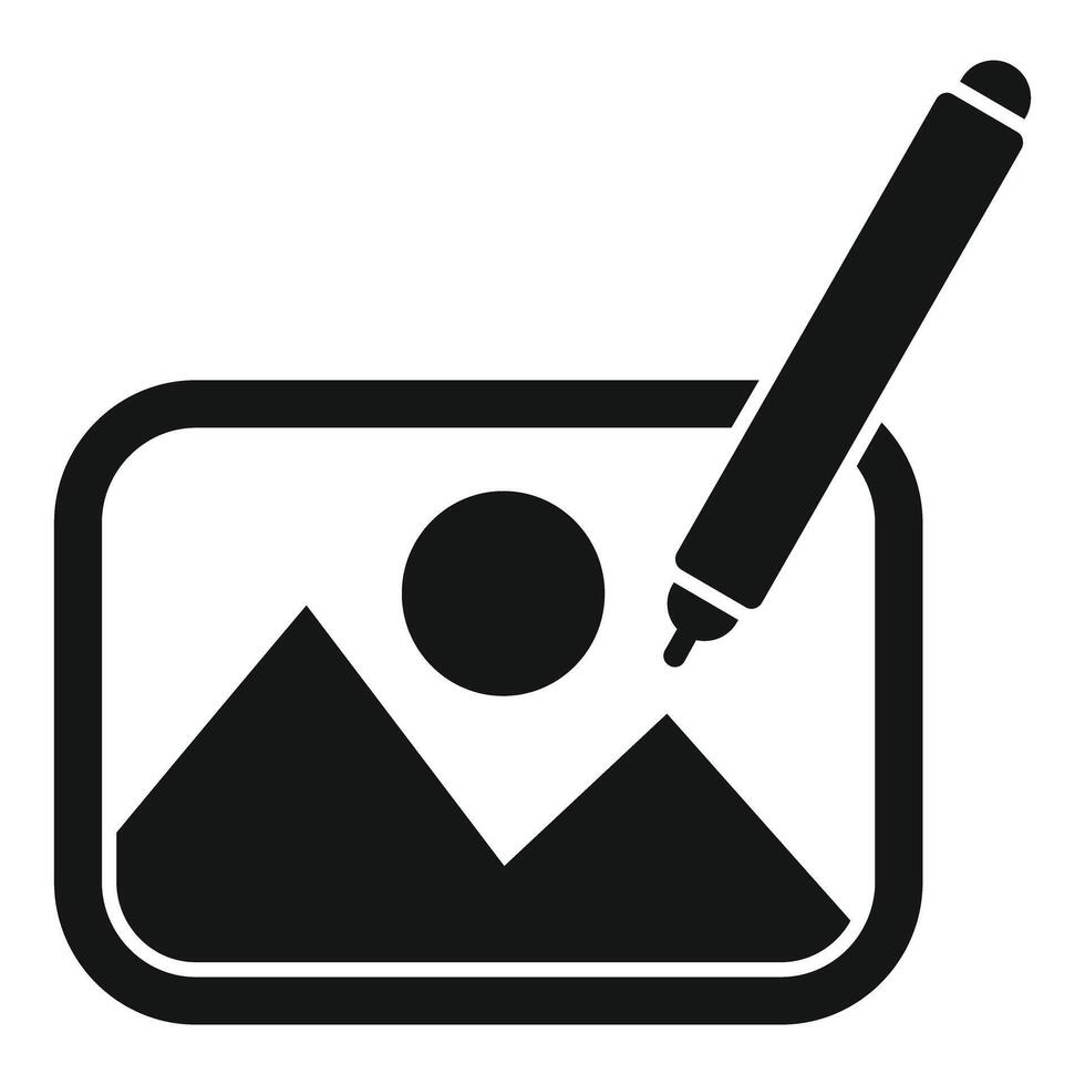 Digital drawing tablet being used to create simple landscape vector