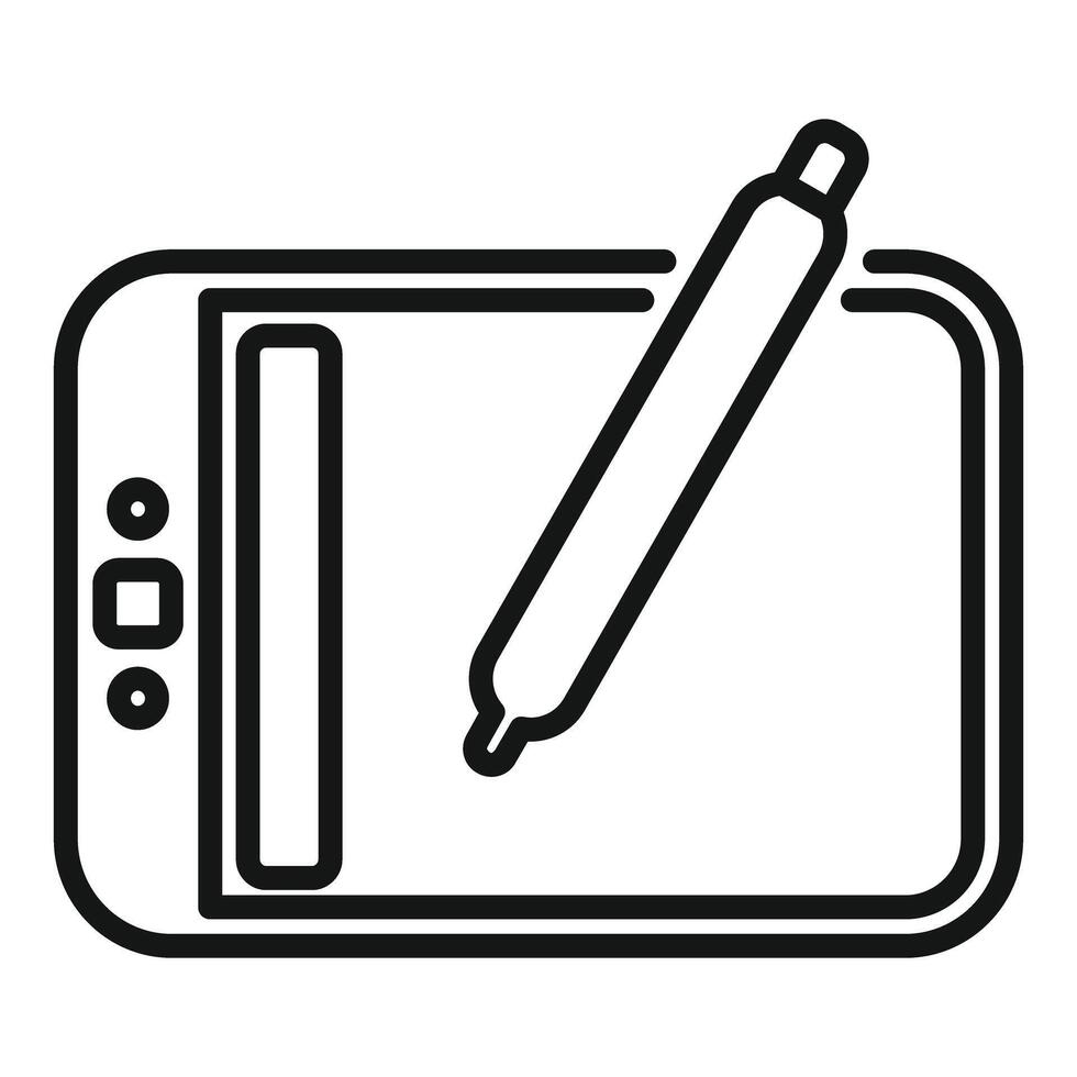 Digital graphic tablet with pen for illustrators and designers drawing on display vector