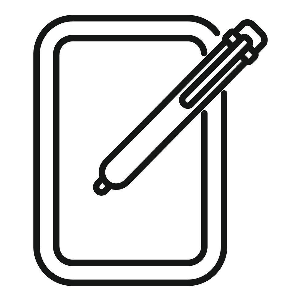 Stylus pen hovering over digital tablet screen icon vector