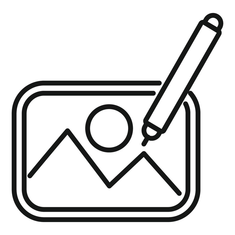 Designer using a digital pen on a tablet, creating a landscape design vector