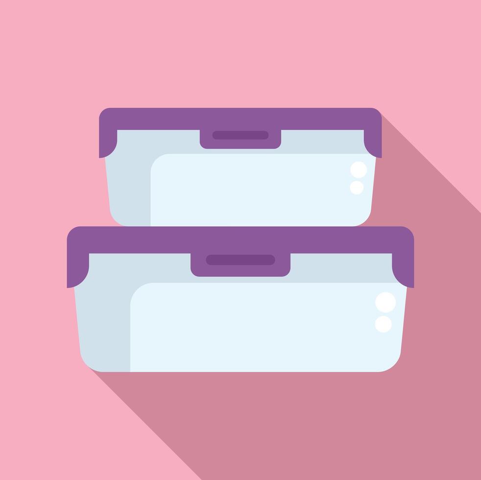 Two empty rectangular plastic lunch boxes stacked on top of each other vector