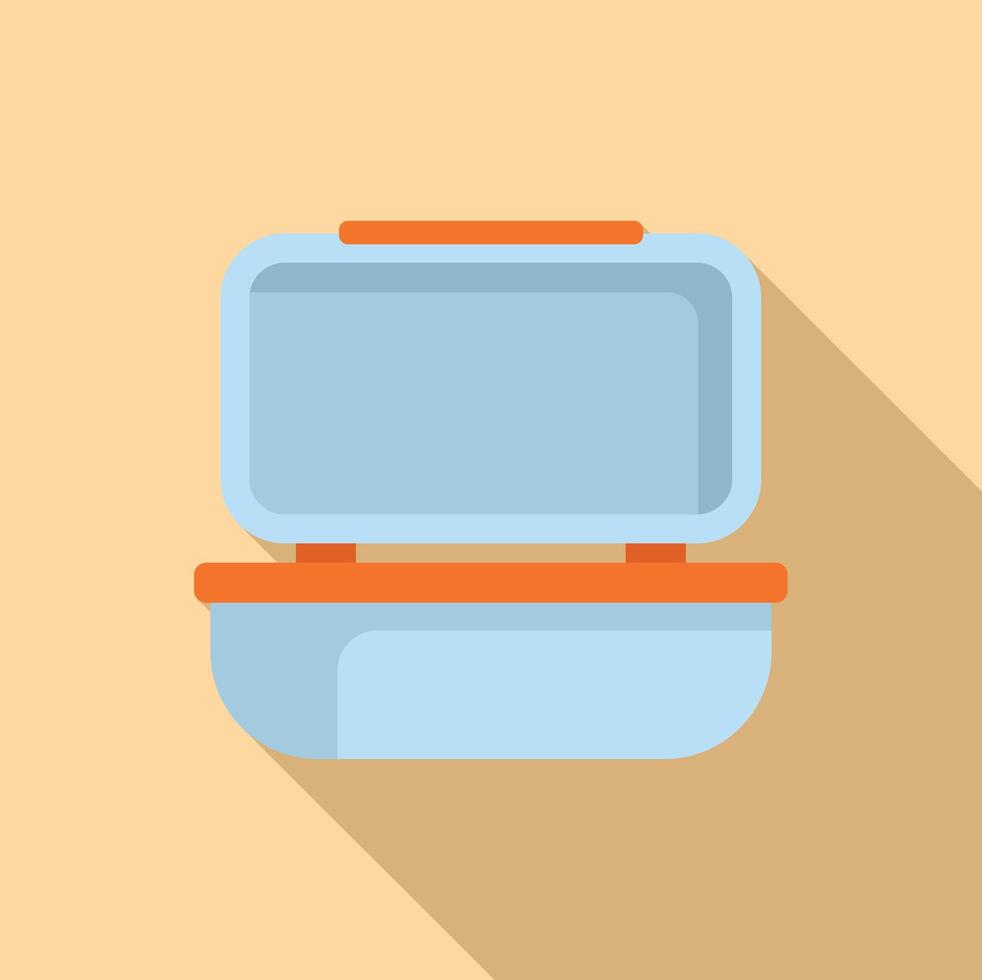Empty lunch box open lid plastic container vector