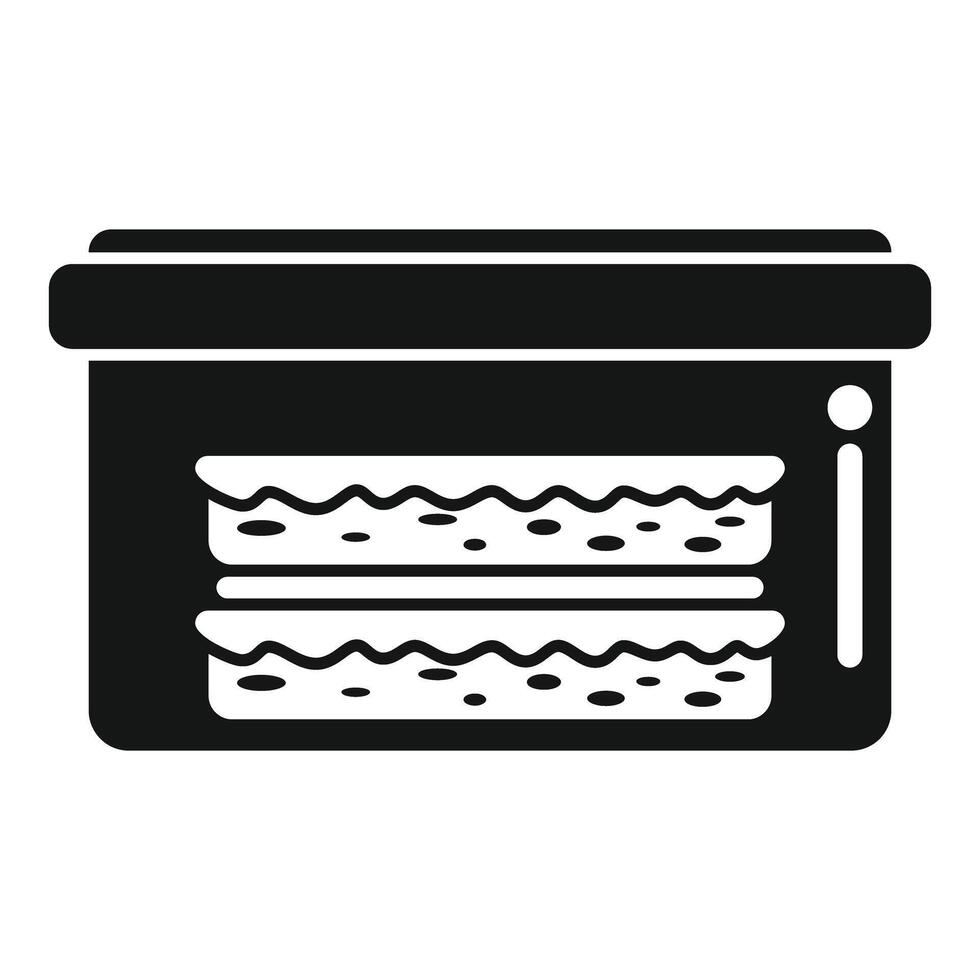Closed plastic container storing two tier cake for celebration vector