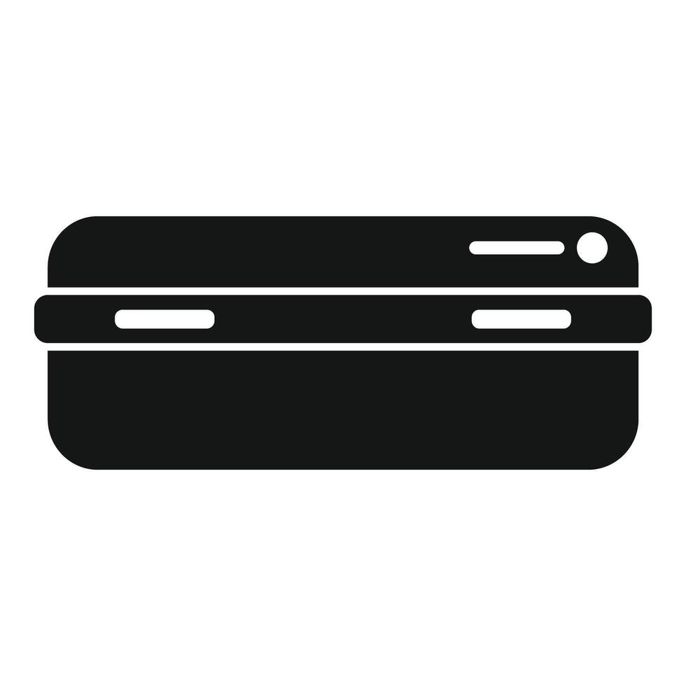 Closed black plastic food container with transparent lid vector