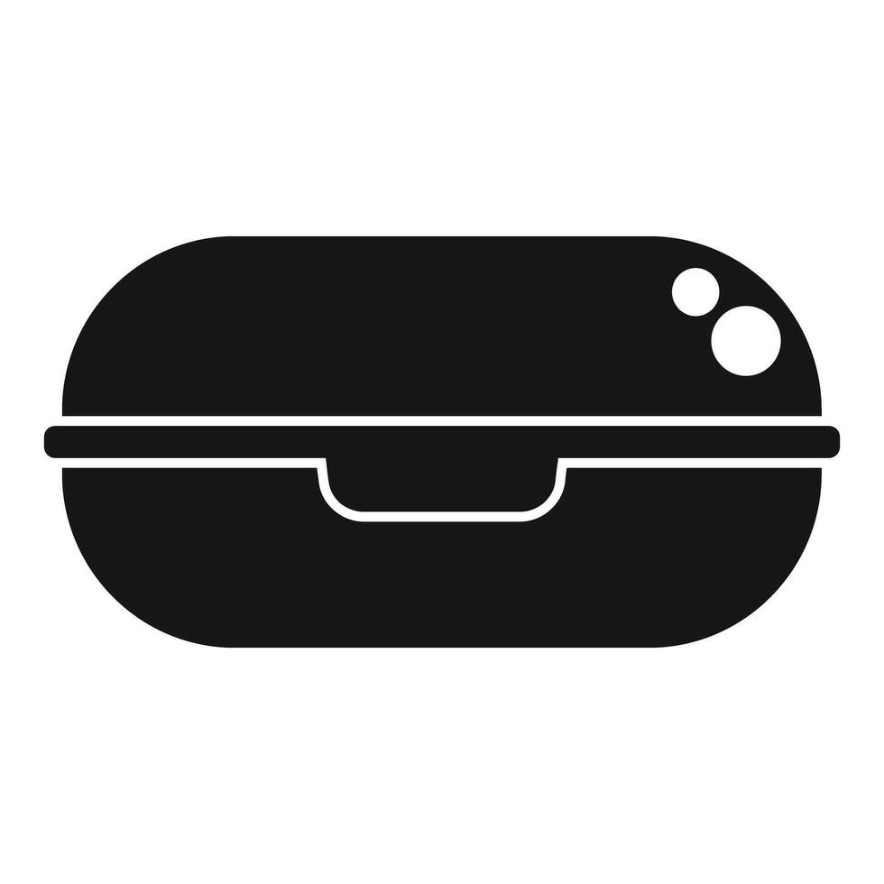 Black lunchbox icon, lunch container for school or office vector