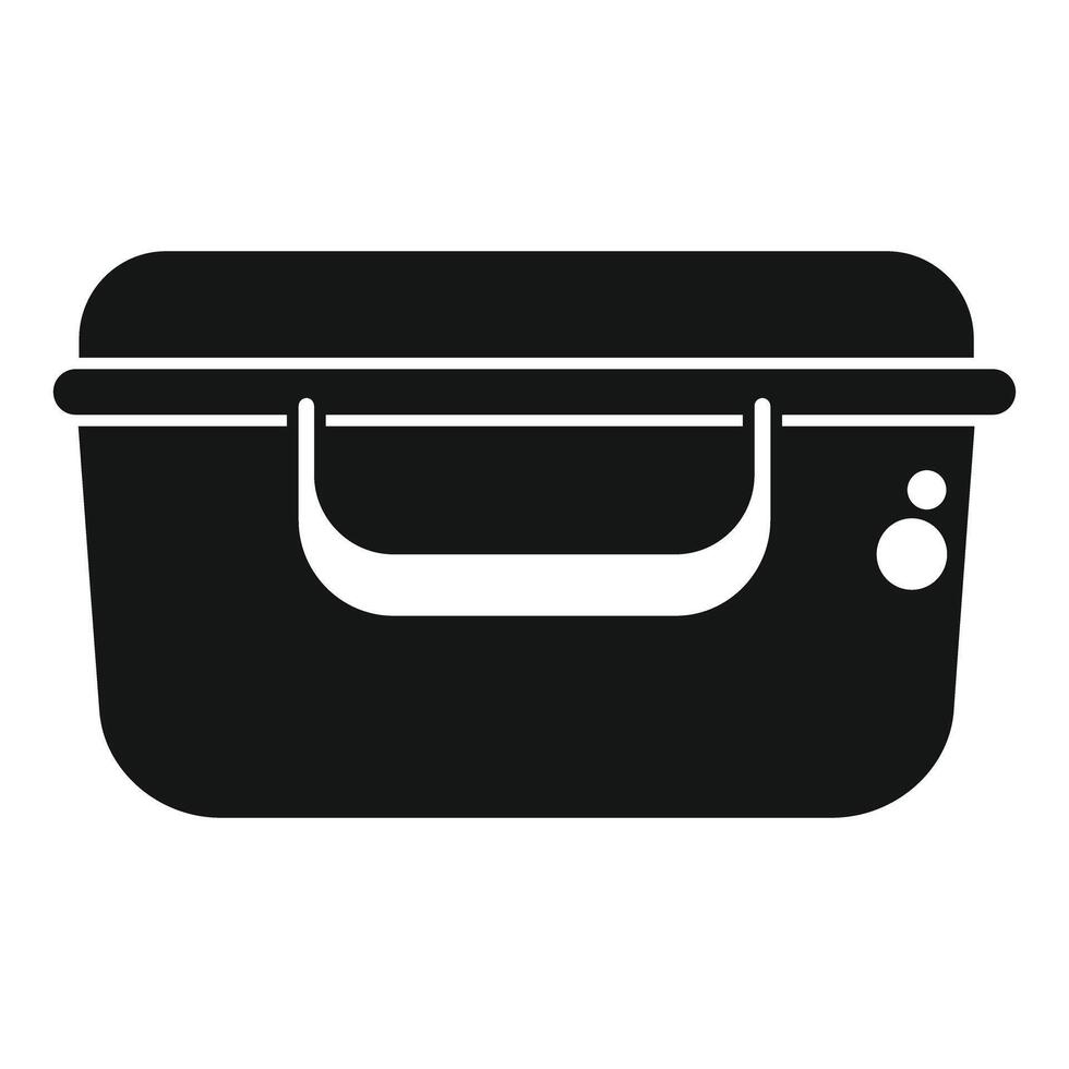 Black lunchbox icon, simple style vector