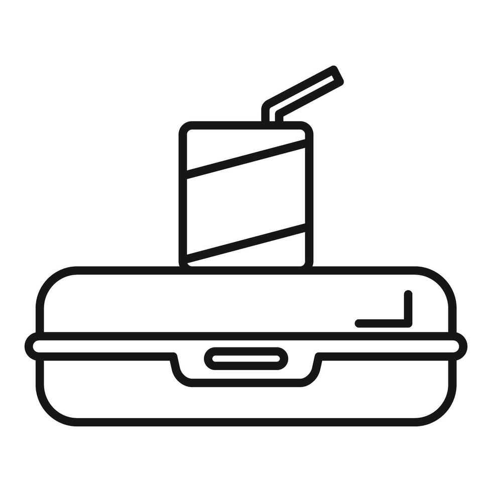 Lunchbox with soda can and straw icon for food storage vector