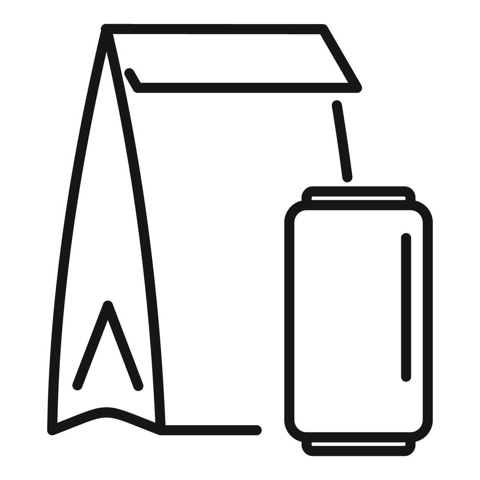 Lunch bag with soda can icon thin line vector illustration