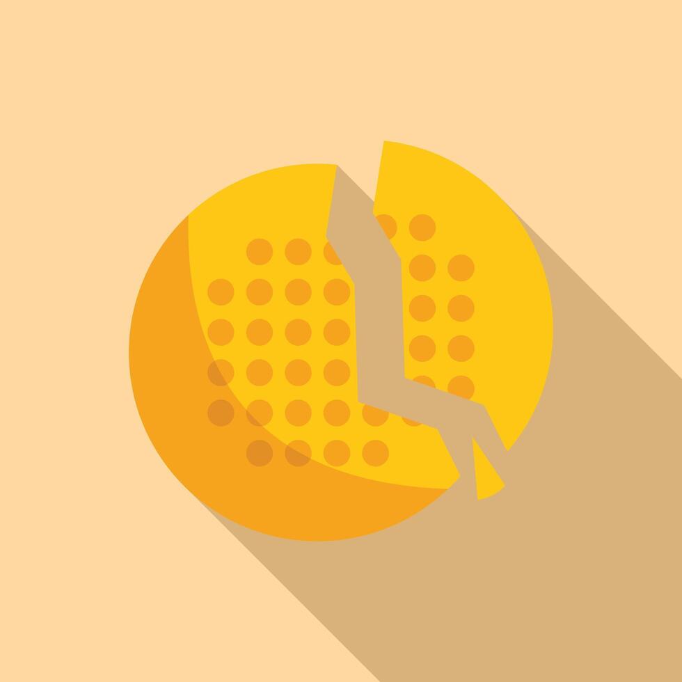 Round yellow cheese wheel breaking apart on diagonal background vector