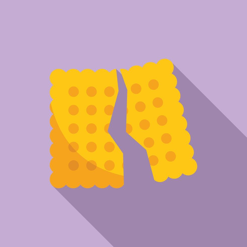 Square cracker breaking apart isolated on purple background vector