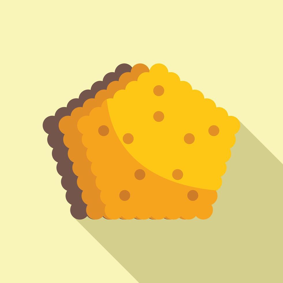 Stack of square cracker biscuit with dots flat design icon vector