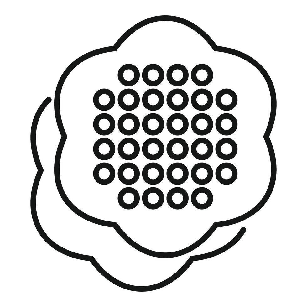Black and white icon of a cut optical cable showing optical fibers vector