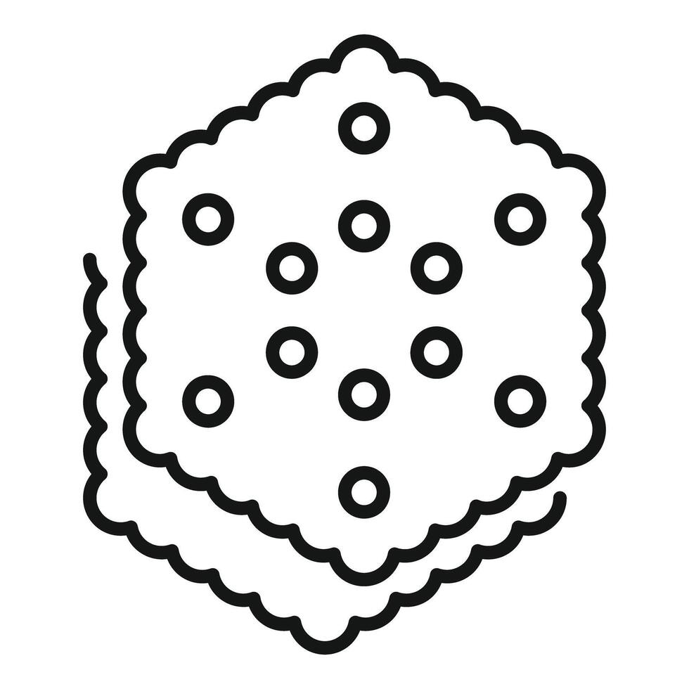 Square cracker with holes lying on another cracker line icon vector