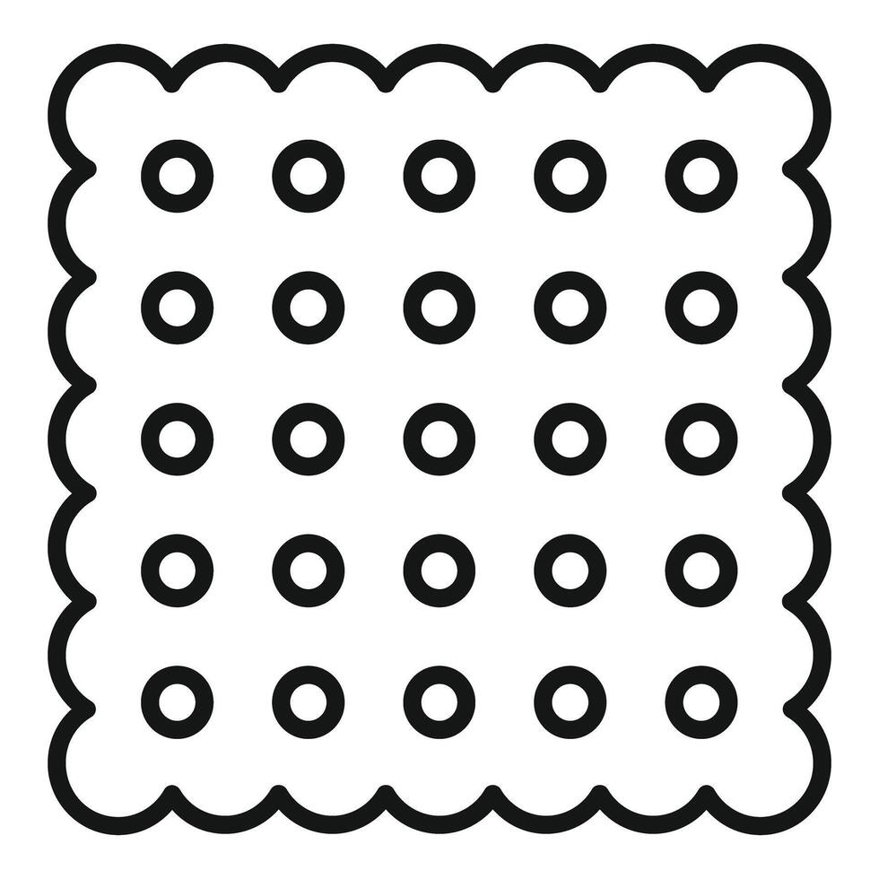 Square cookie with holes forming regular pattern icon outline vector