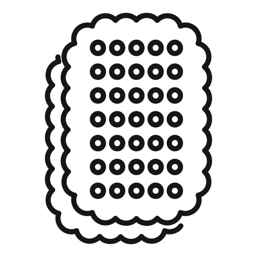 Square cracker presenting its delicious chocolate chips in line art style vector
