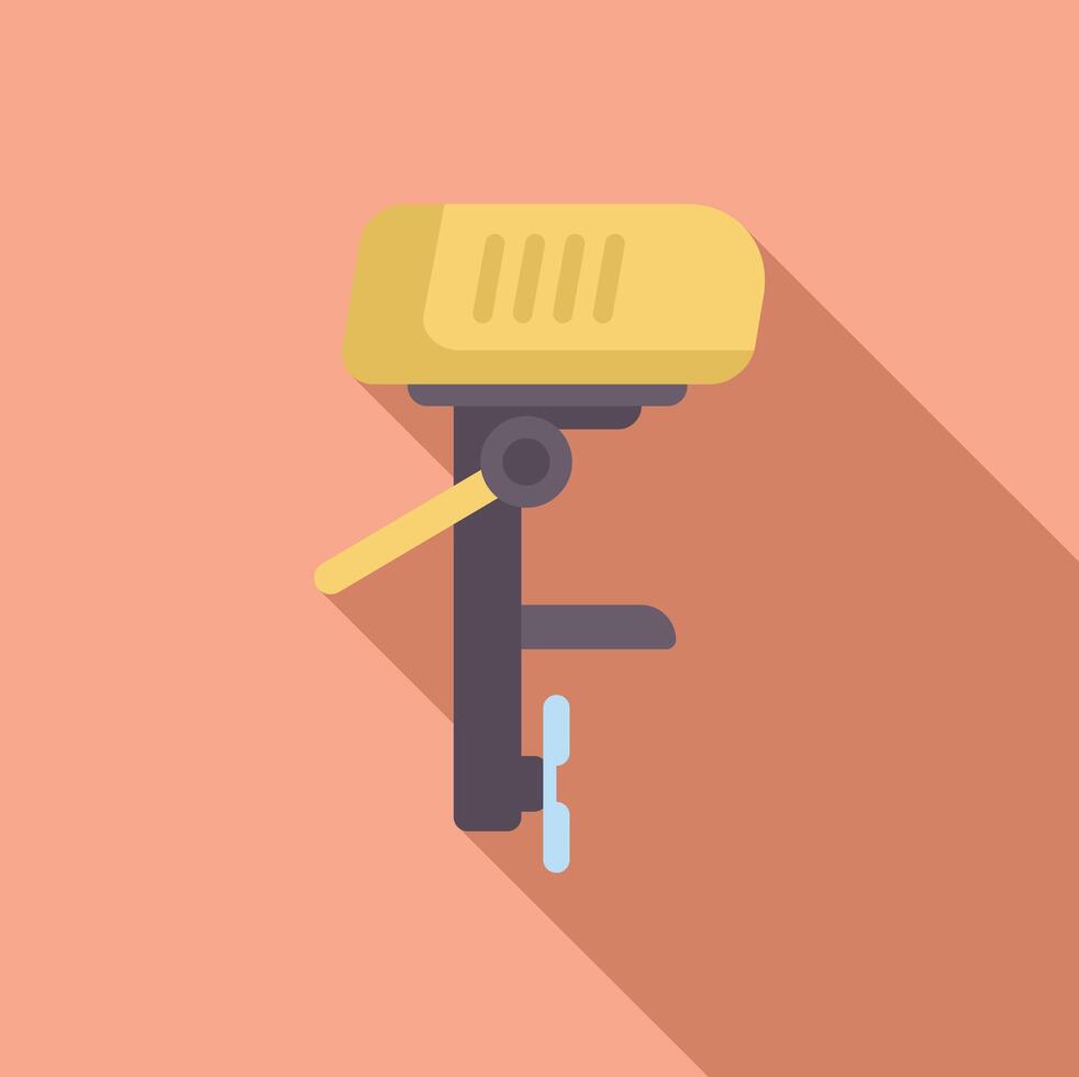 Boat motor hanging on pink background with long shadow vector