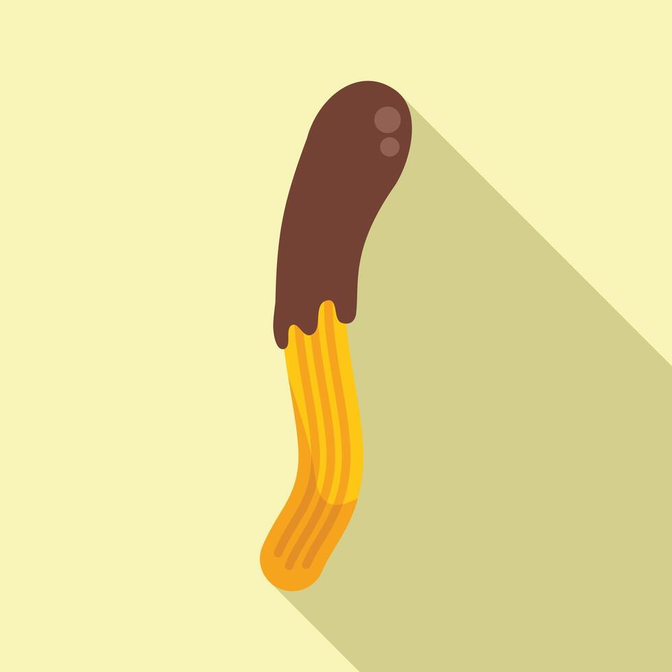 Delicious churro dipped in chocolate cream topping vector