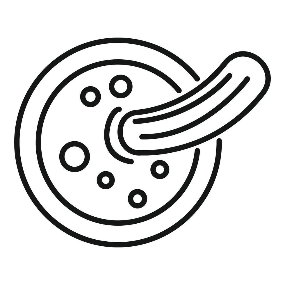 Line icon of a petri dish with bacteria, representing a scientific experiment vector