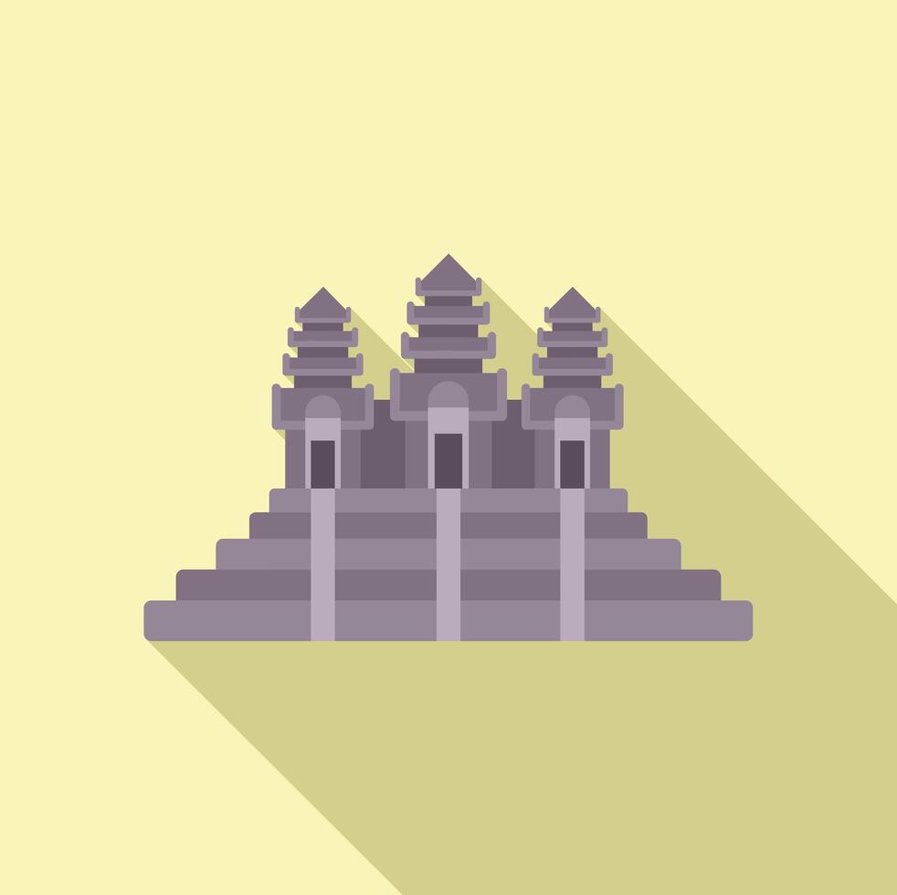 Ancient stone temple building standing on yellow background vector