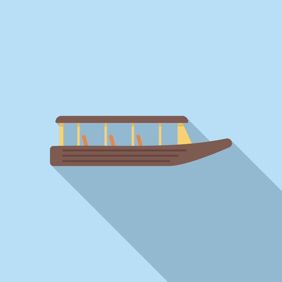 Wooden gondola floating on water with long shadow vector