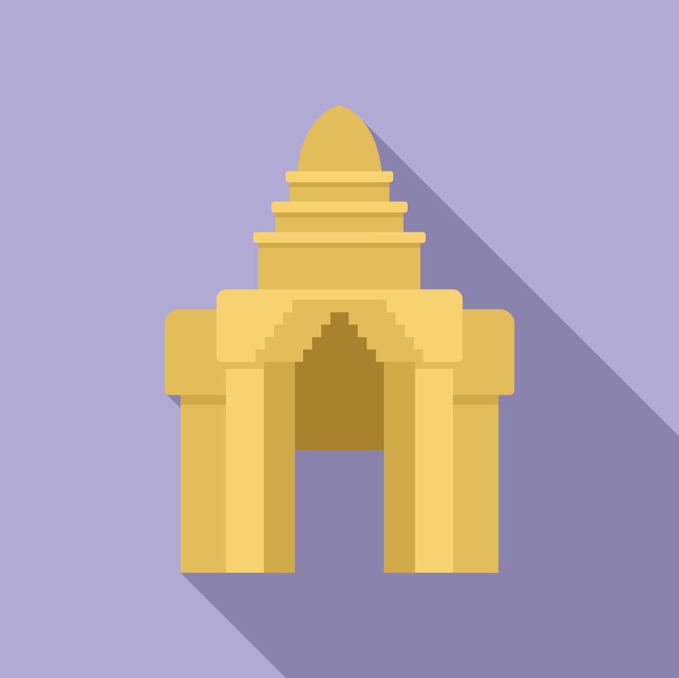 Ancient indian temple with long shadow on purple background vector