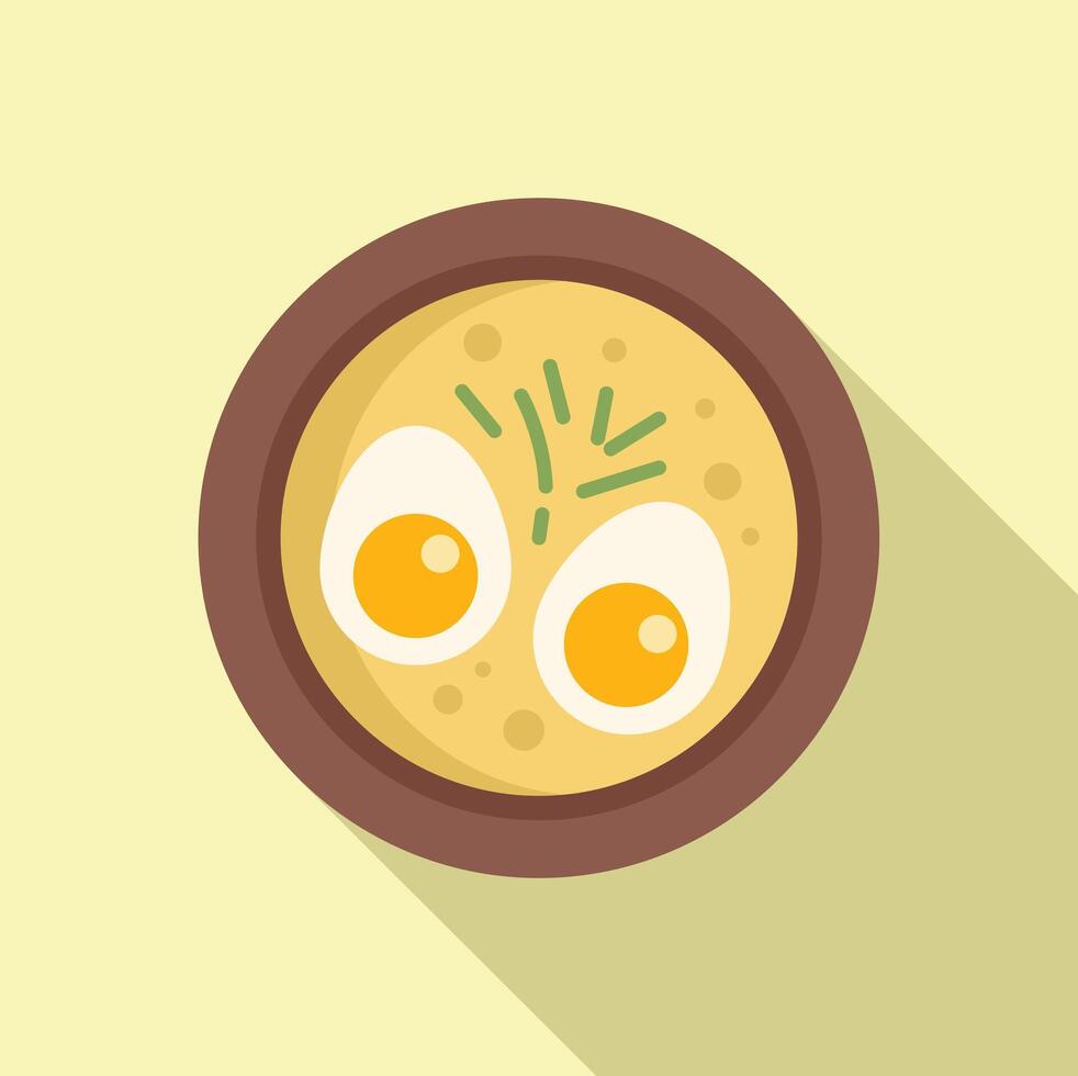 Creamy soup with eggs and chives appetising dinner vector