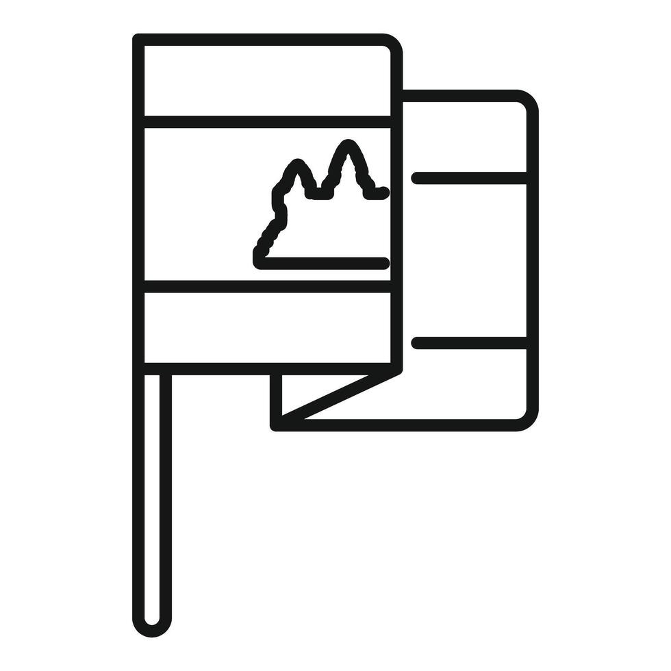 Cambodia flag waving on flagpole line icon vector