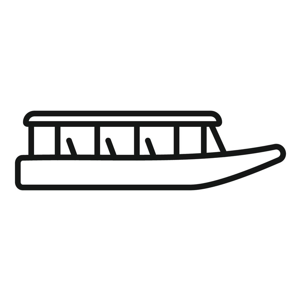 Gondola tourist boat sailing on canal icon thin line vector illustration