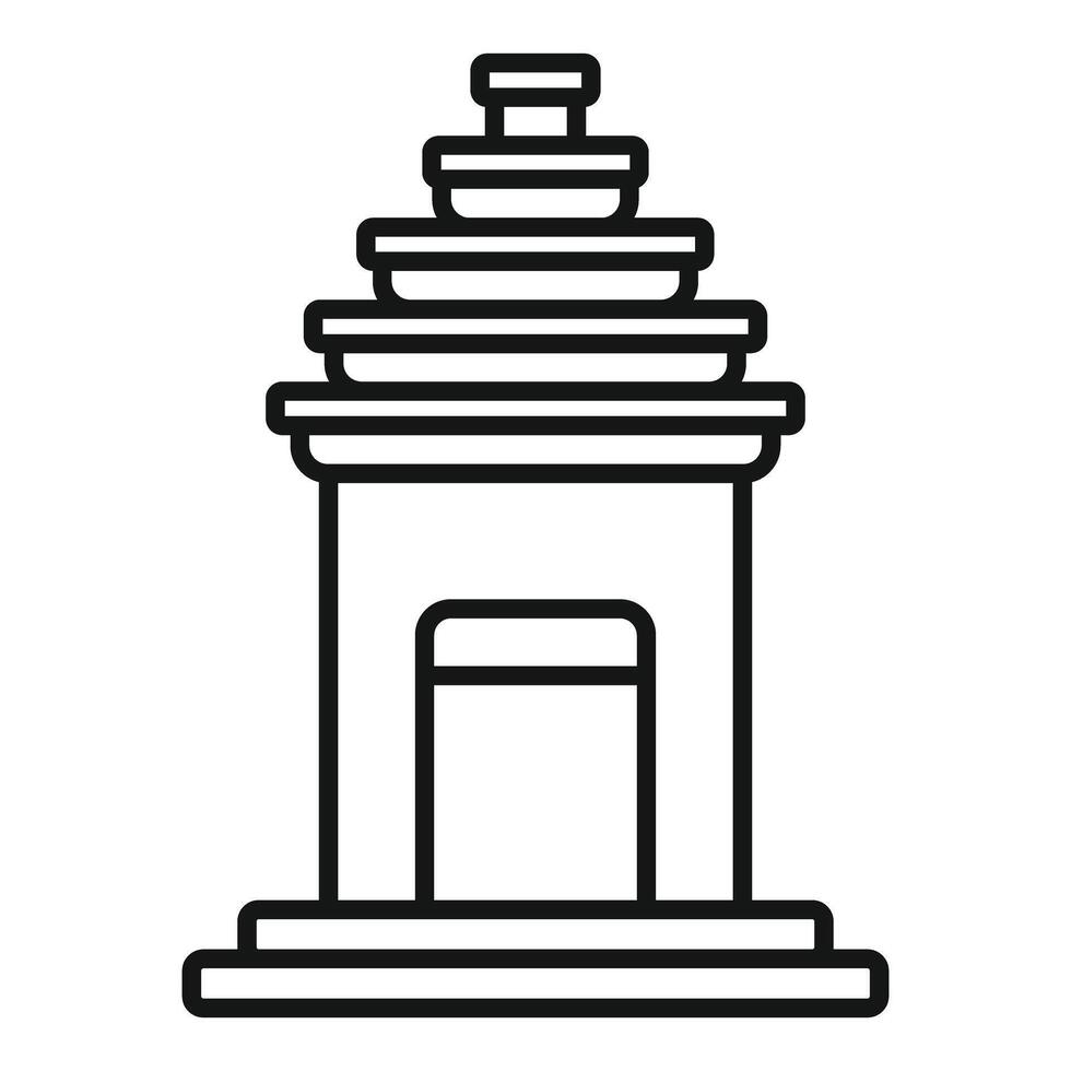 Balinese temple gate with multi tiered roof line art drawing vector